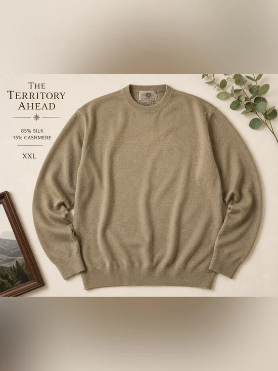 The Territory Ahead Silk Blend Sweater XXL Neutral Tan Crewneck