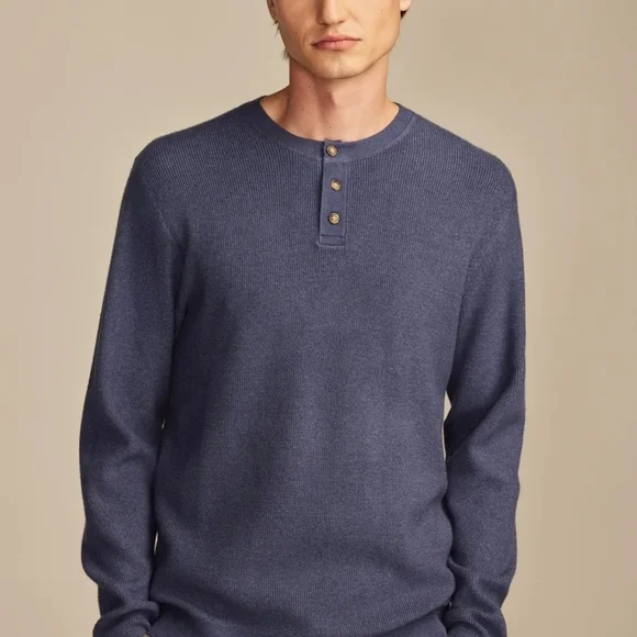 Lucky Brand Men's Indigo Henley Crewneck Sweater
