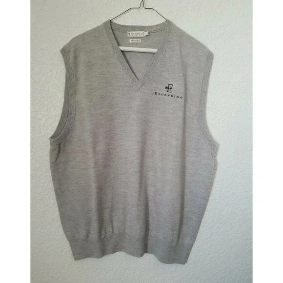 Peter Millar Sweater Vest Gray 100% Merino Wool Mens Size L Used