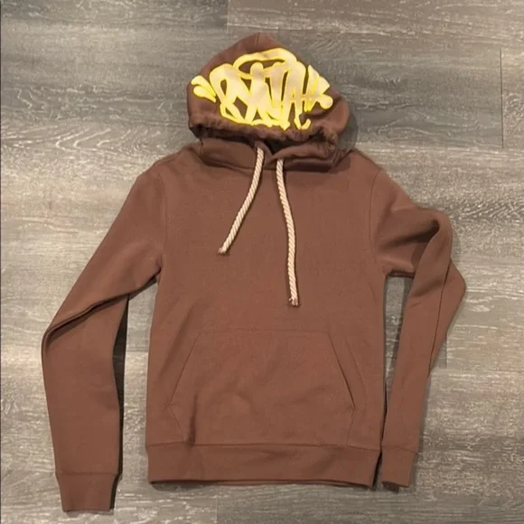 SYNA Brown Hoodie with Yellow Accents