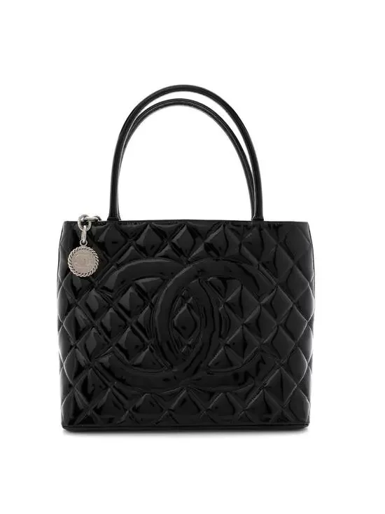 Chanel Patent Medallion Tote Black #258862C18B