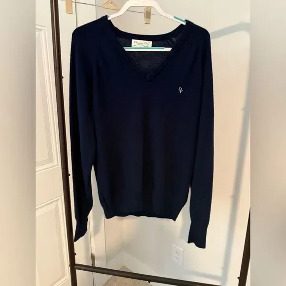 VINTAGE Christian Dior Monsieur V-neck sweater Navy