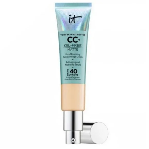 IT Cosmetics CC+ Oil-Free Matte Poreless Full Coverage Cream, Lt/Med SPF 40 NWOB