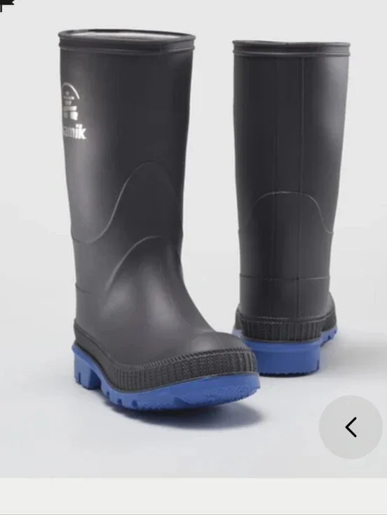 Kamik Stomp Rain Boots Youth Size 4 Charcoal Blue NWOT Made in Canada Waterproof