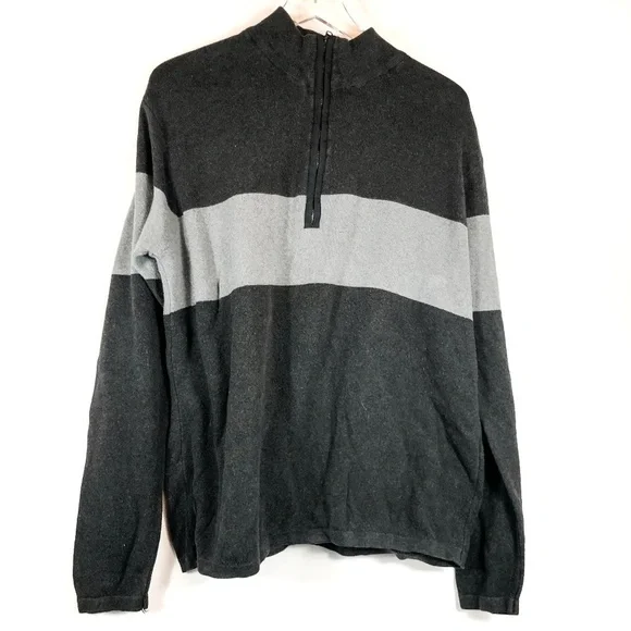 Steve & Barry's 3/4 Zip Up‎ Black & Gray Sweater