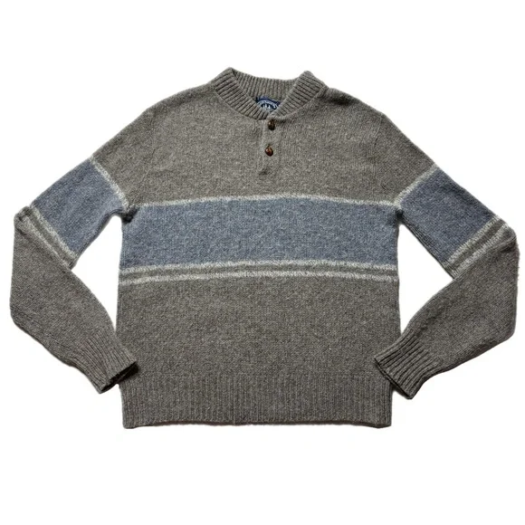 VTG Boathouse Row Made in USA Chunky Knit Wool Henley Sweater M