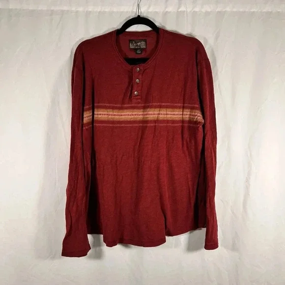 Lucky Brand Sweater Men's XL Burgundy Crew Neck Long Sleeve 100% Cotton