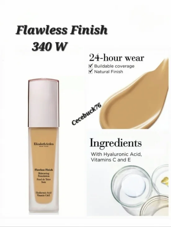 🌺Elizabeth Arden 340 W Flawless Finish Skincaring Foundation 24 Hour Wear