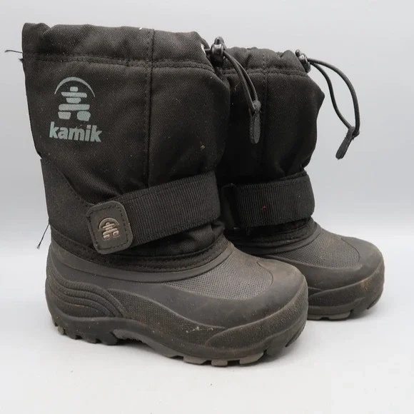 Kamik Insulated Waterproof Winter Snow Boots Black Boys Size 6
