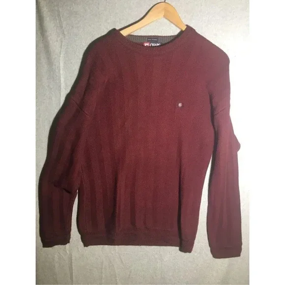 Mens Chaps Ralph Lauren Sweater Hand Framed Maroon Red Thick knit Winter