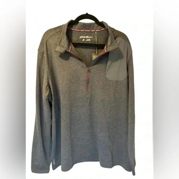 Eddie Bauer Men's Motion 1/2 Zip Mock Neck Dark Gray Pullover LS Shirt Sz XL NWT