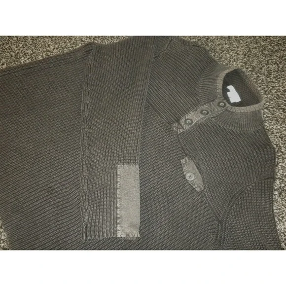 Orvis Henley Sweater Mens XL Black‎ Fisherman Rib Knit Outdoor Gorpcore Hiking