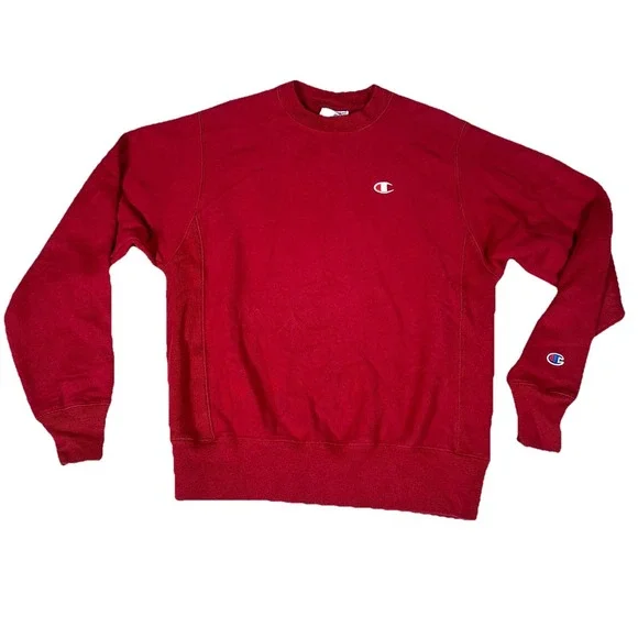Champion Reverse Weave Men's Size S Sweater‎ Red Jumper Pullover Y2K