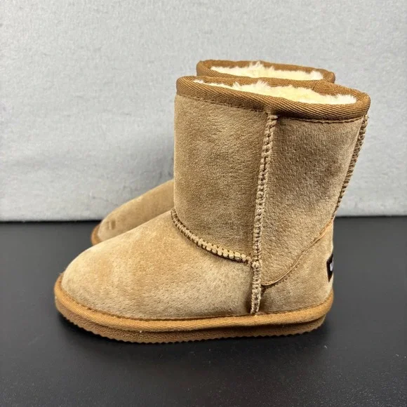 Lamo Girls Classic Ankle Snow Boots Size 12Y Faux Fur Light Brown Tan Winter