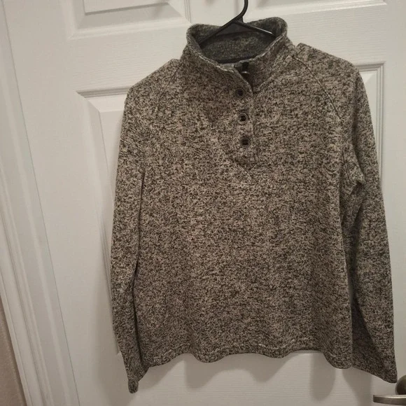 Natural Reflections Henley Pullover Sweater Mens M Speckled Fleece‎