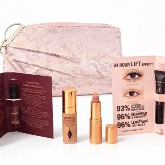 Charlotte Tilbury Beauty Mini Bundle with Metallic Pink Pouch