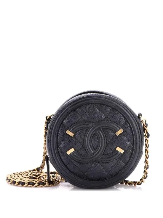 Chanel Filigree Round Clutch With Chain #249661C28B