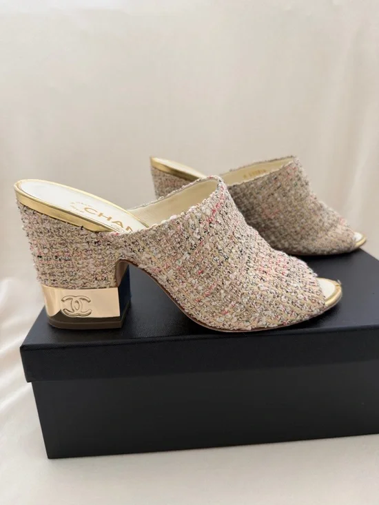 CHANEL Tweed Mules