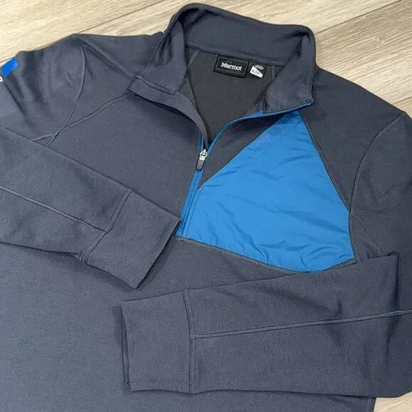 Marmot Hanging Rock 1/2 Zip Men's XL Performance Sweater Gray/Blue Outdoor Cargo
