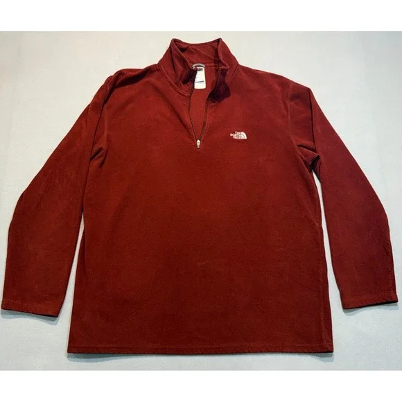 The North Face Mens Pullover TKA 100‎ Fleece Quarter Zip Red Sweater Large