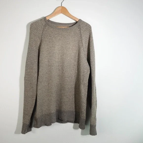 J Crew Sweater Mens XL Lamb Wool Pullover Round Neck Long Sleeve Birds Eye USA