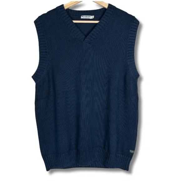Knickerbocker Mens Medium Sweater Vest Heritage Cotton Navy Blue