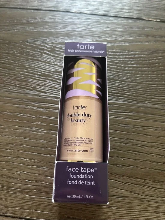 tarte Face Tape Double Duty Beauty Foundation - purple and gold packaging