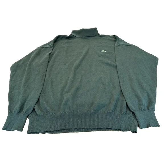 Vintage Lacoste Green 100% Wool Mens Turtleneck Size 7 US XXL Made France Logo