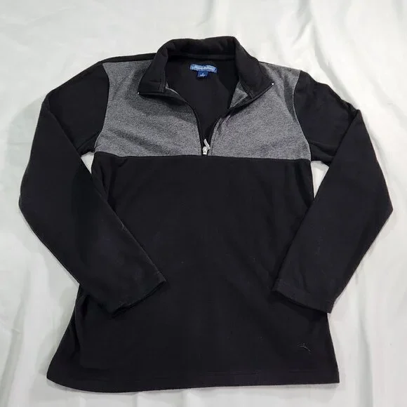Tommy Bahama Gray Fleece Quarter Zip Pullover Sweater Mens Two Tone Lot F