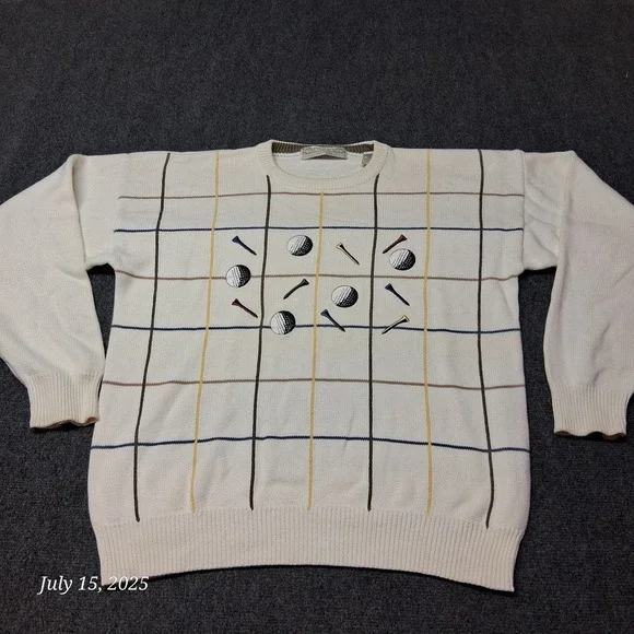 Vintage John Ashford Golf‎ Sweater Mens Size Large White