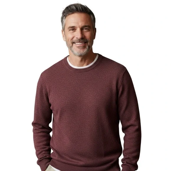 JOSEPH & LYMAN men’s 100 % cashmere Crewneck Sweater in Burgundy Size L