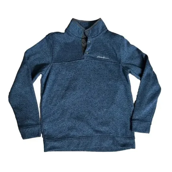 Eddie Bauer Radiator Fleece Pullover Sweater 1/4 Snap Navy Heather Size L Casual
