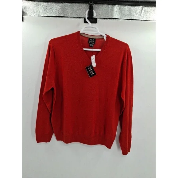 Jos A Bank Signature Collection 100% Wool Mens Large Orange V Neck‎