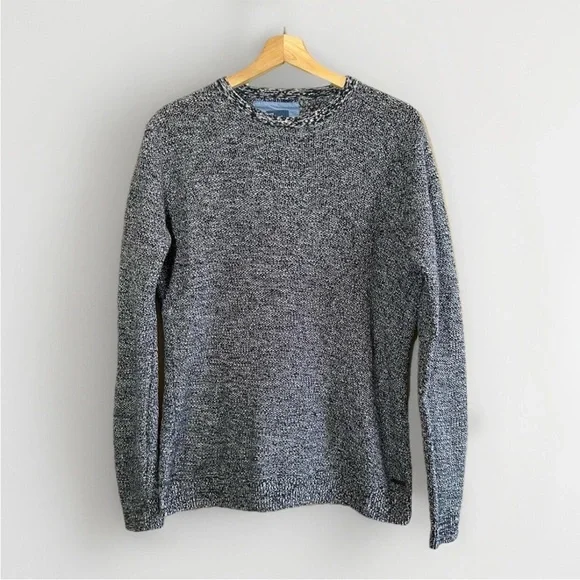 KANGOL Two Tone Fitted Pullover Crewneck Men's Sweater Size Medium Blue/White