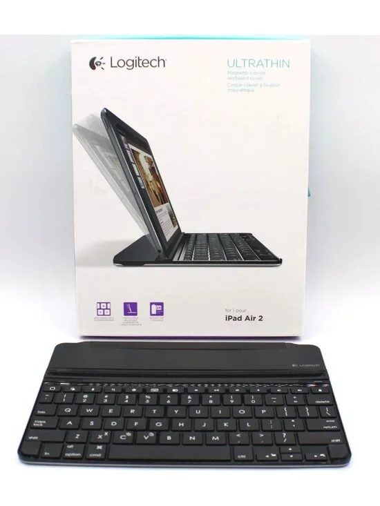 Logitech Ultrathin Magnetic Clip-On Keyboard iPad Air 2 Gray Angle Adjust NEW