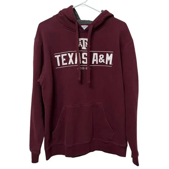 Texas A&M Hooded Sweatshirt‎ Sz Medium Burgundy Classic Academic