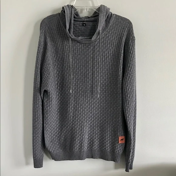 Gray Men's Sweater with Cowl Neck