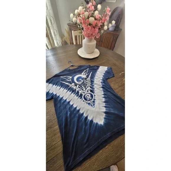 Majestic LA Rams Mens 2XL All Over Tie Dye Graphic T-Shirt NFL Football #2