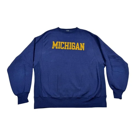 Vintage Michigan Wolverines Sweatshirt Mens Large Blue NCAA Football Crewneck