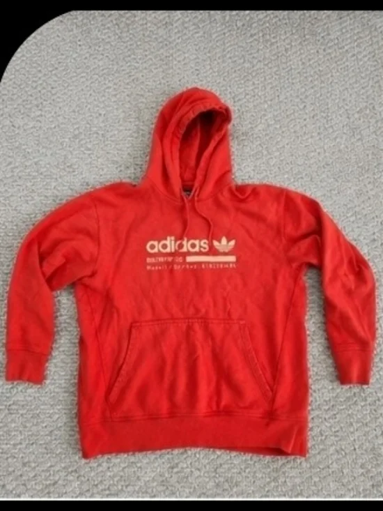 Adidas Orange Pullover Hoodie with Trefoil Logo