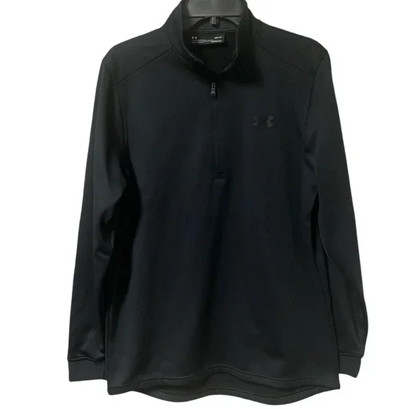 Under Armour Men ColdGear Black Loose Fit 1/4 Zip Pullover Sweatshirt Medium