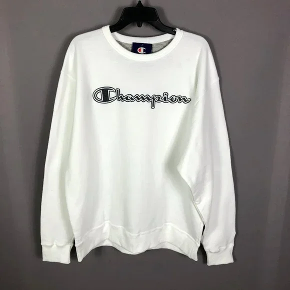 Champion Men's White FLC Crewneck Sweater Size XL