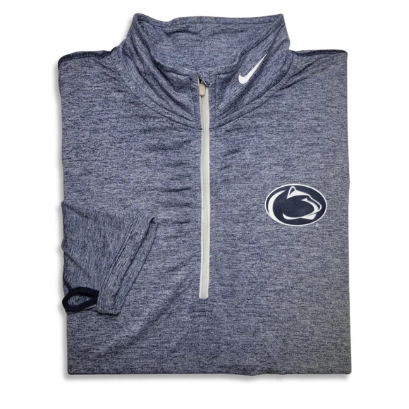 Nike Penn State Heathered Blue Long Sleeve Quarter Zip Pullover