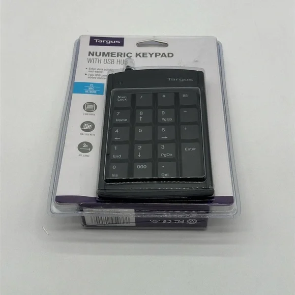 Factory Sealed！Targus PAUK10U Wired USB 2.0 Numeric Keypad with 2 Port Hub‎