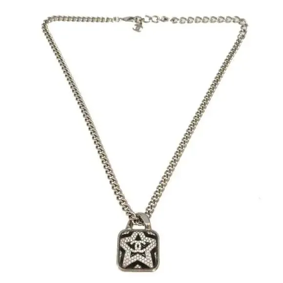 CHANEL Black Logo Necklace
