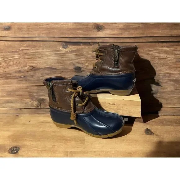 Sperry Top Sider Little Kids Saltwater Blue Brown Duck Rain Boots