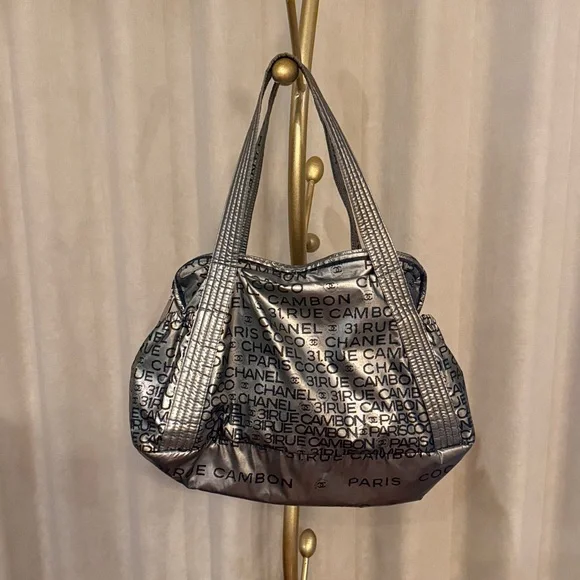 Chanel Metallic Coated Canvas Unlimited Ligne Satchel Bag