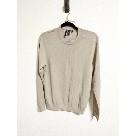AlphaTauri Mens 3D Knit Cashmere Blend Crew Neck Sweater Long Sleeve Tan Size S