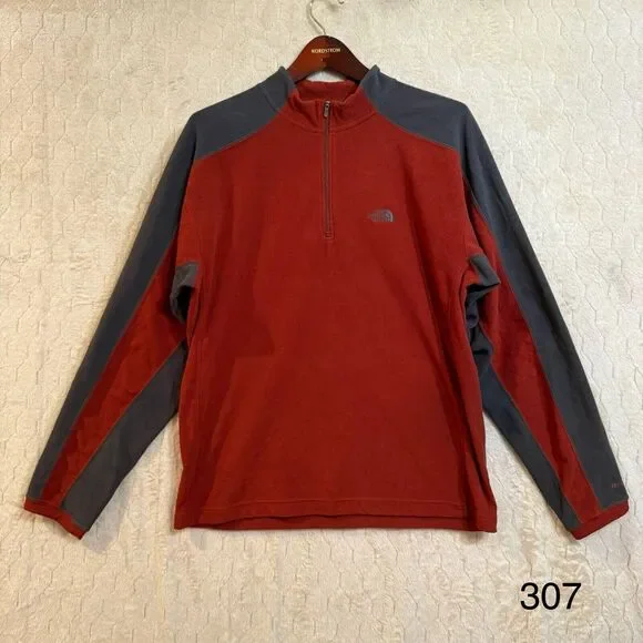 The North Face Mens TKA 100 1/4 Zip Rust Gray Fleece Pullover Sz M Please Read‎