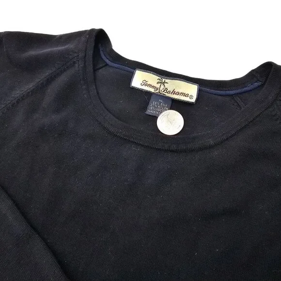 Tommy Bahama Black Long Sleeve Sweater  55%  Silk,‎ 27% Nylon Size XL